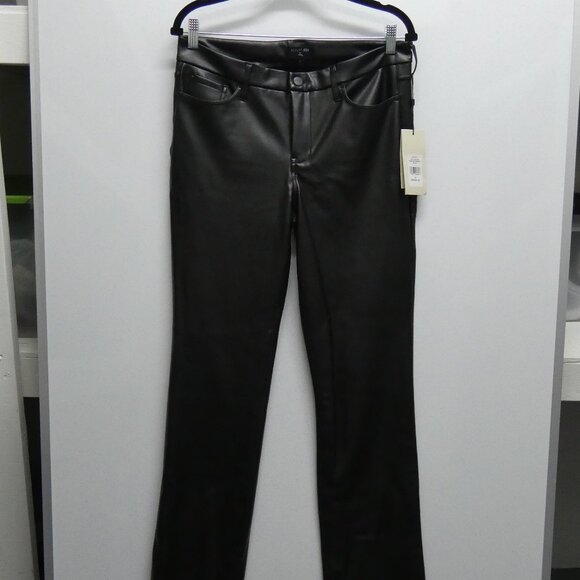 NWT NYDJ Sculpt-Her Black Faux Leather Marilyn Straight Pants Size 8 - Picture 1 of 6